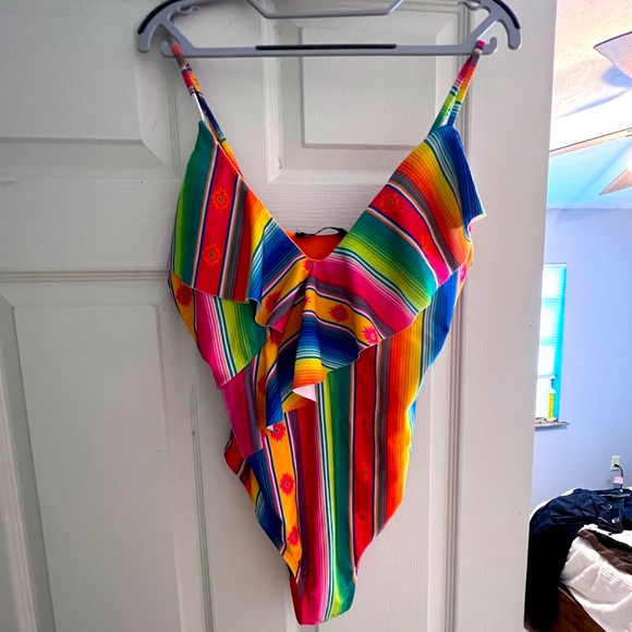 merigold kiss Swim Serape Bathing Suit With Ruffles Poshmark